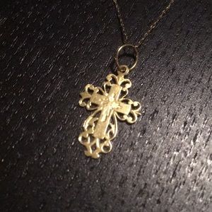 14K Gold Baby Cross & Chain